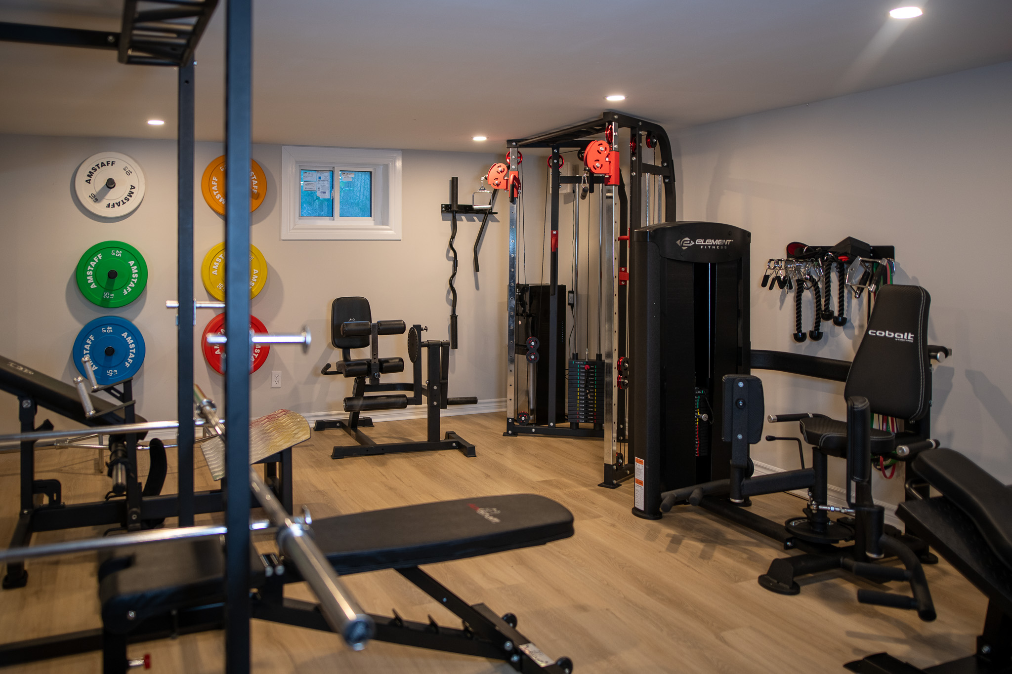 Training equipment in the EMPowered Fitness@Home studio